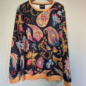 FreshHoods Streetwear Paisley Sweatshirt Colorful Large